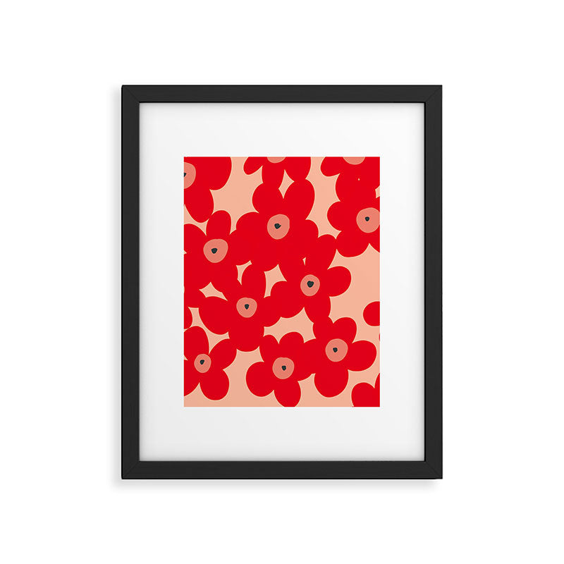 Red flower pattern  Framed Art Print Gallery Image 6