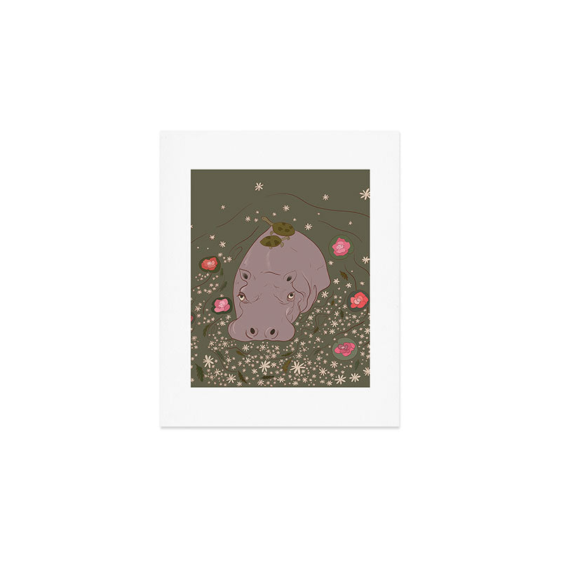 Turtles riding the Hippo Express  Art Print Gallery Image 1
