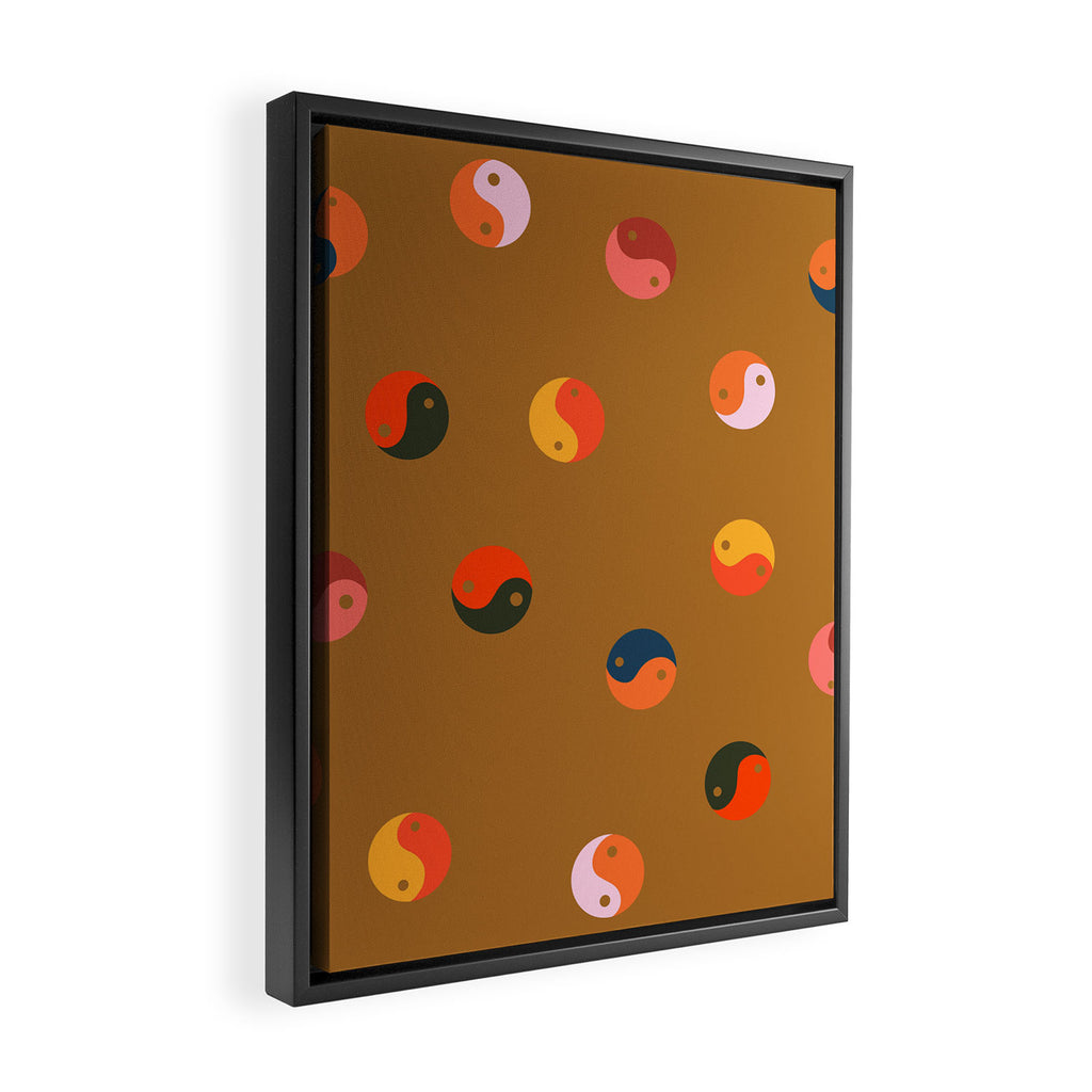 Yin and Yang Pattern -  golden yellow Framed Canvas Print Gallery Image 2