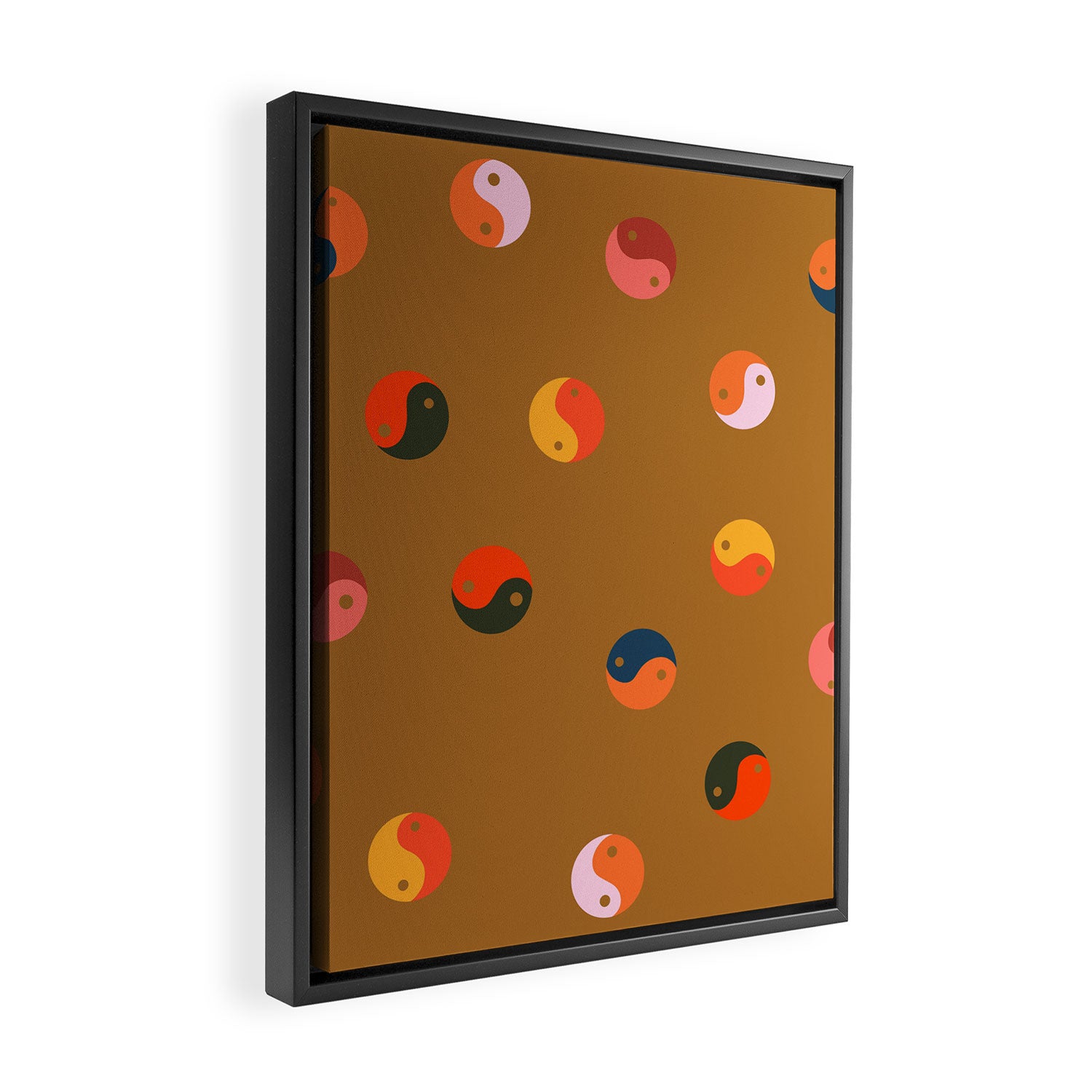 Yin and Yang Pattern -  golden yellow Framed Canvas Print Gallery Image 2