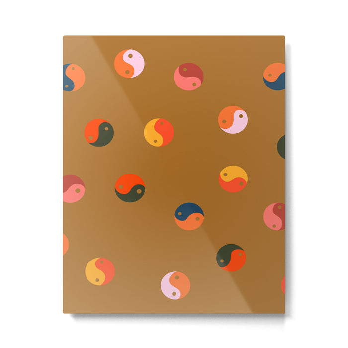 Yin and Yang Pattern -  golden yellow Metal Print Gallery Image 1