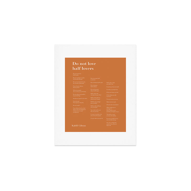 Do not love half lovers orange  Art Print Gallery Image 1