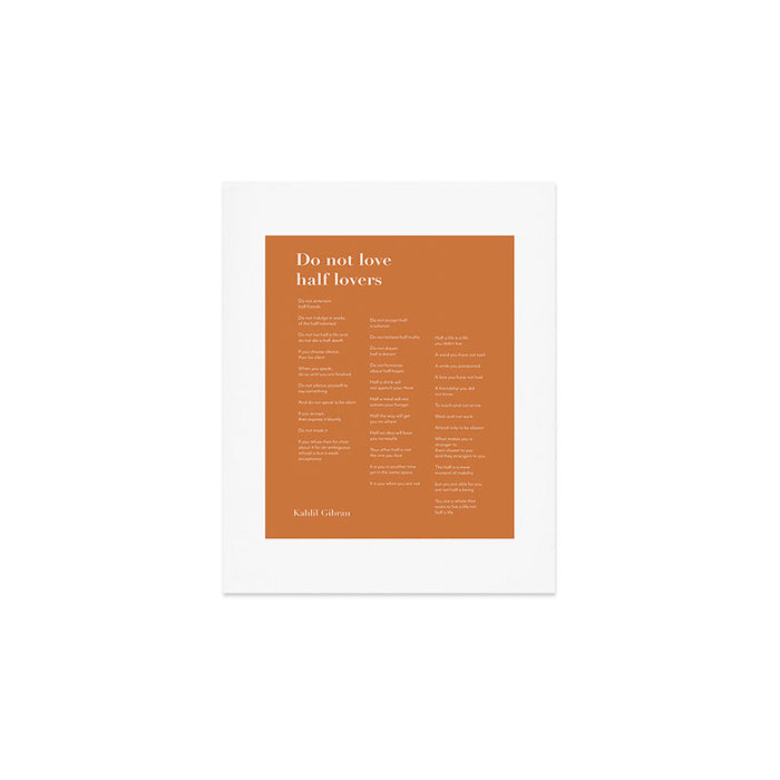 Do not love half lovers orange  Art Print Gallery Image 1