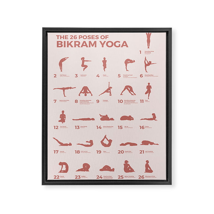 The 26 Poses OF Bikram Yoga Peach  Framed Canvas Print Gallery Image 1