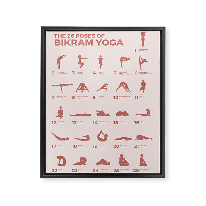 The 26 Poses OF Bikram Yoga Peach  Framed Canvas Print Gallery Image 6