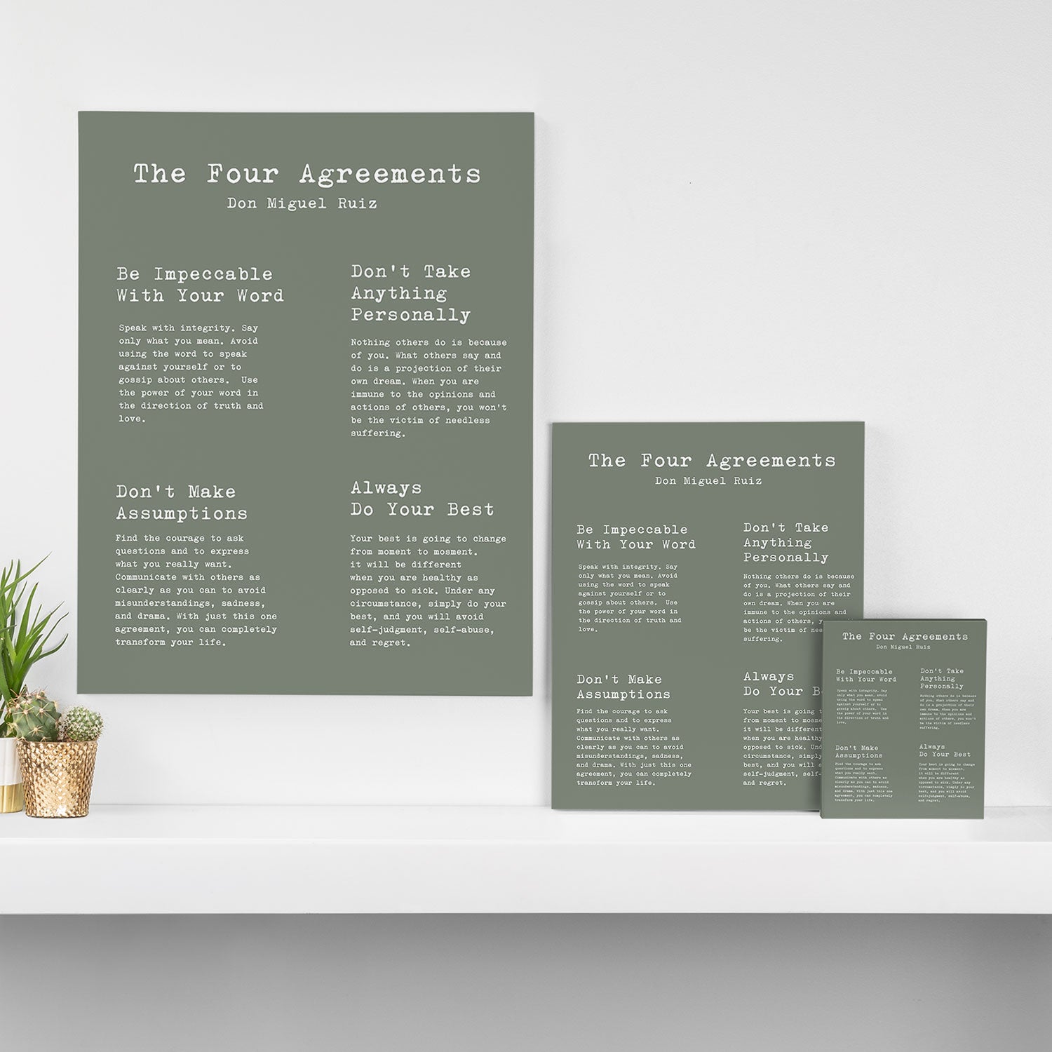 The Four Agreements Green Canvas Print Gallery Image 3