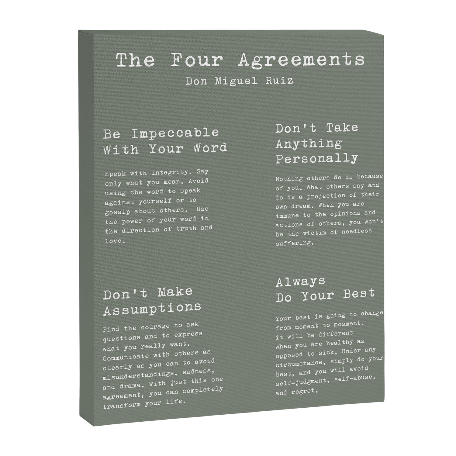 The Four Agreements Green Canvas Print Gallery Image 3