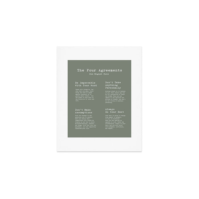 The Four Agreements Green Art Print Gallery Image 1