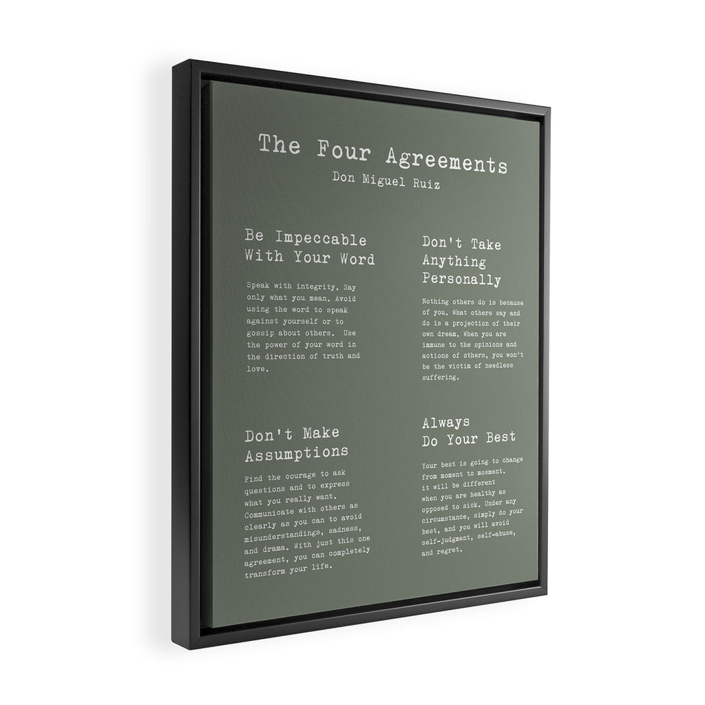 The Four Agreements Green Framed Canvas Print Gallery Image 2
