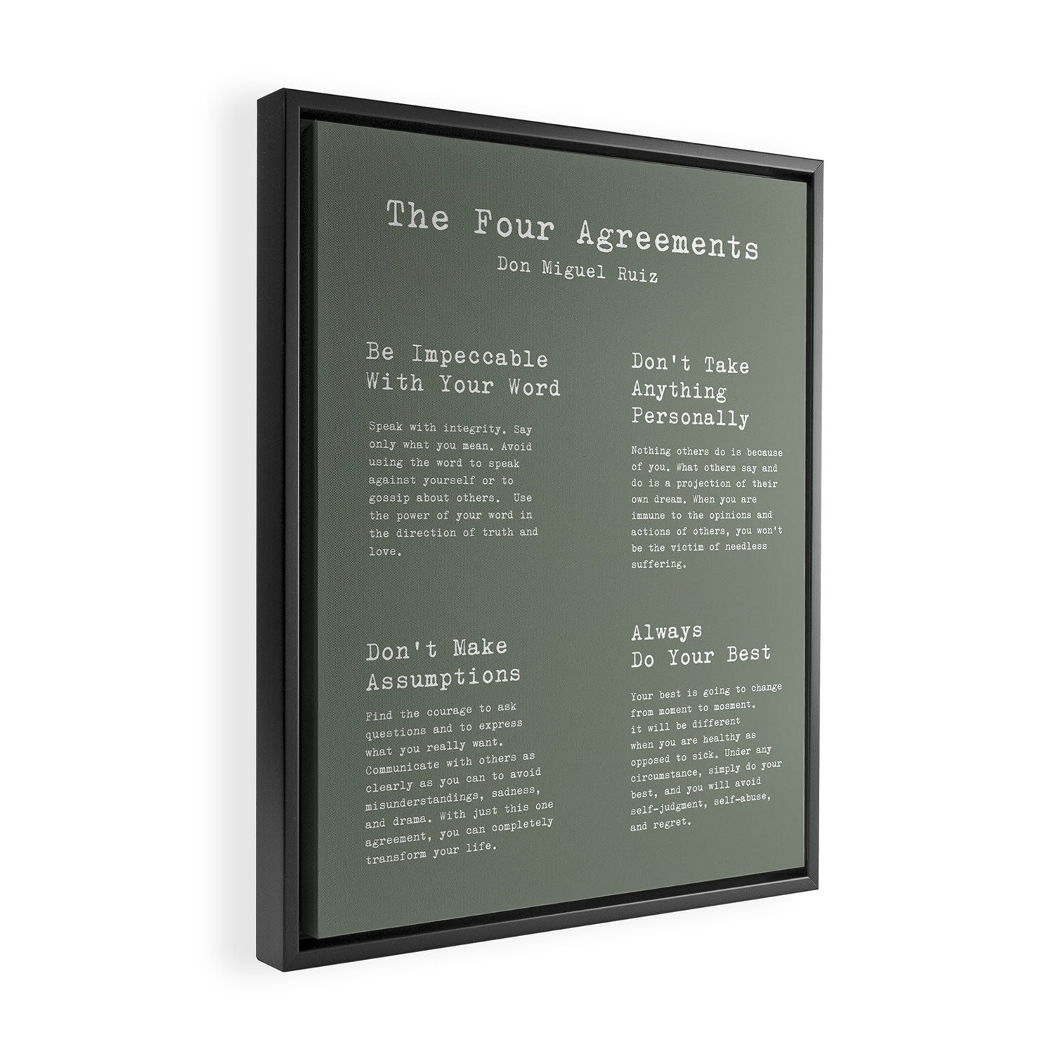 The Four Agreements Green Framed Canvas Print Gallery Image 2