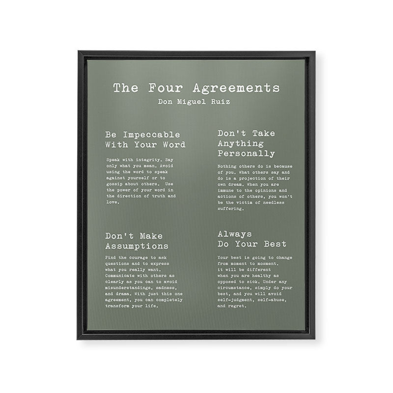 The Four Agreements Green Framed Canvas Print Gallery Image 6