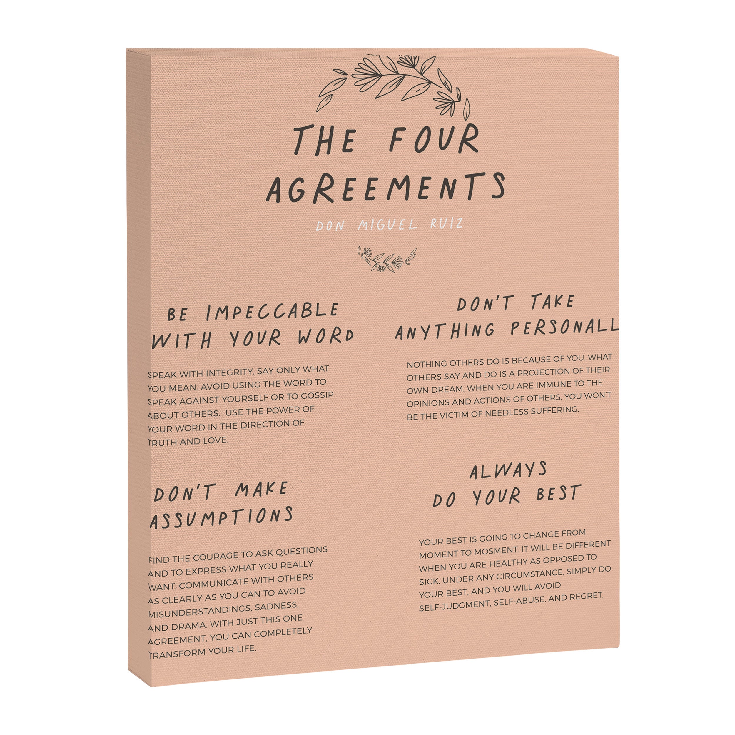 The Four Agreements Peach 2  Canvas Print Gallery Image 6