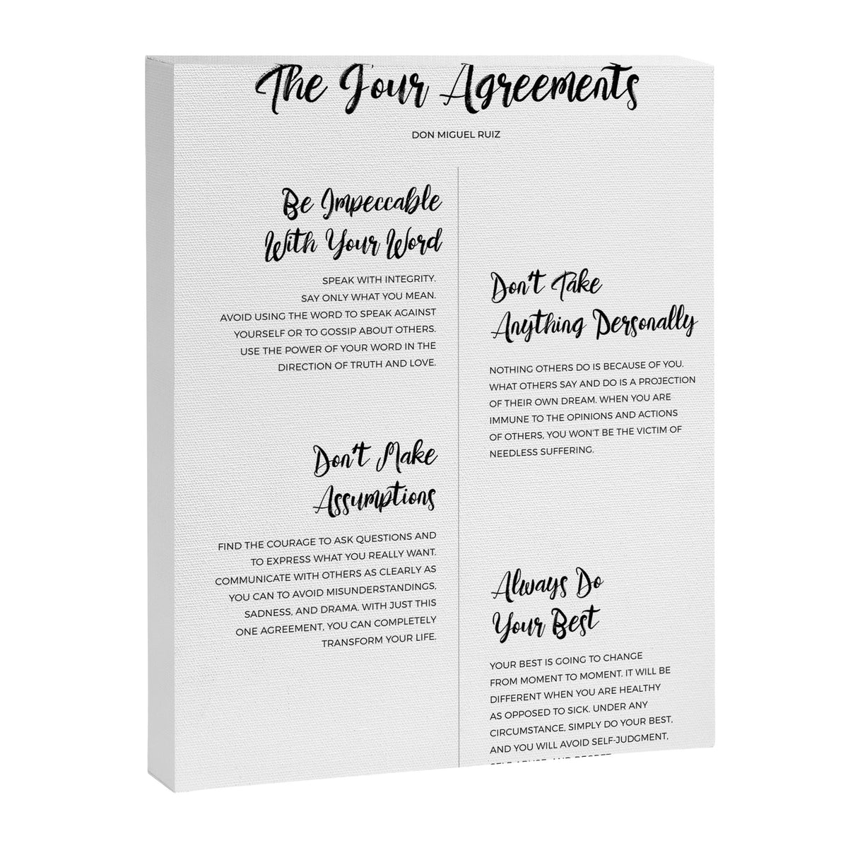 The Four Agreements Script Style Canvas Print Gallery Image 6