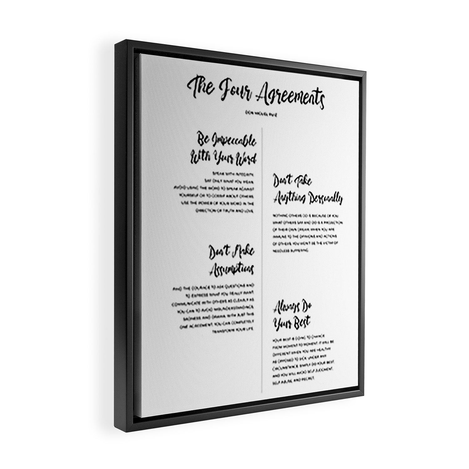 The Four Agreements Script Style Framed Canvas Print Gallery Image 2