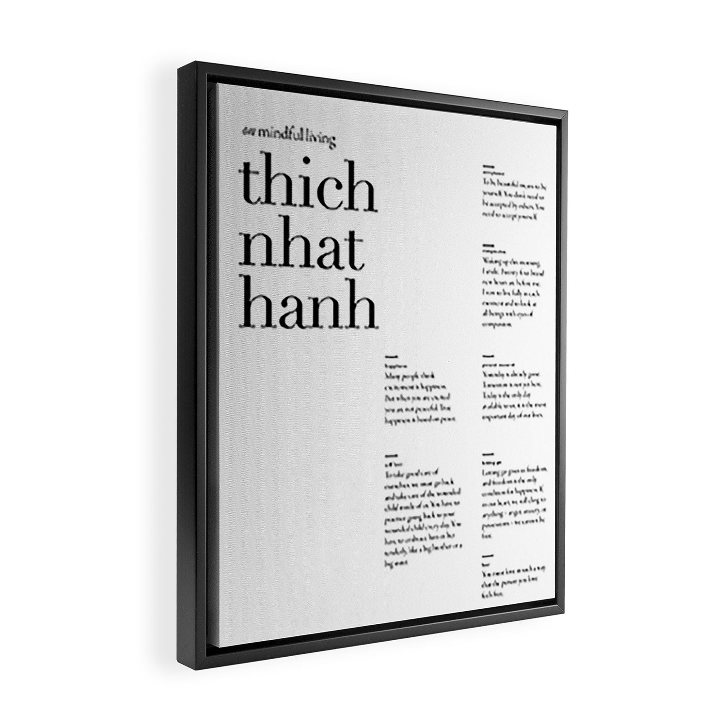 Thich Nhat Hanh Quote Collections on mindful living  Framed Canvas Print Gallery Image 2