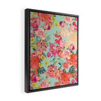 Antique Floral Print in Coral and Mint Tones Framed Canvas Print Gallery Image 2