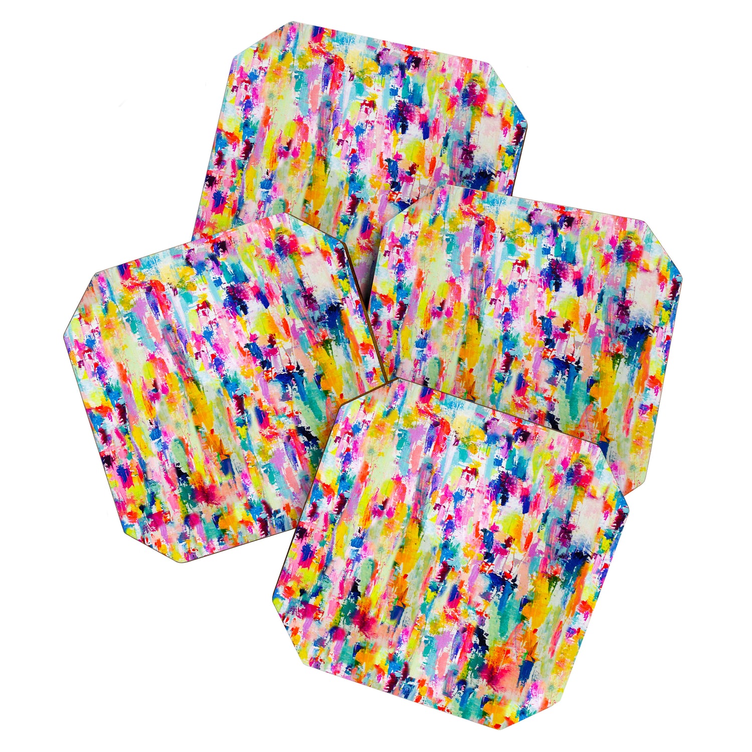 Bright Colorful Abstract Painting in Neons and Pastels Coaster Gallery Image 1