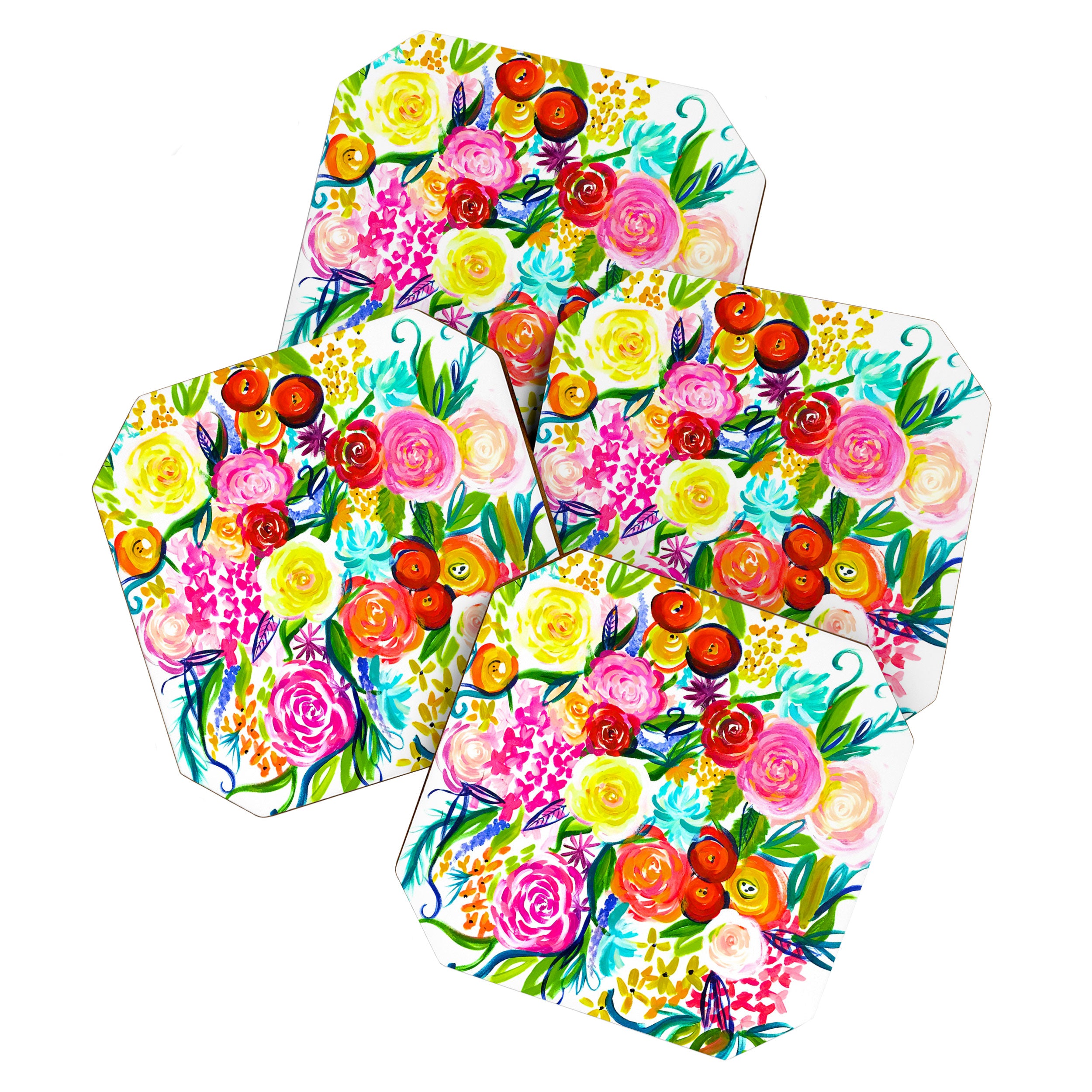 Bright Colorful Floral painting Coaster Gallery Image 1