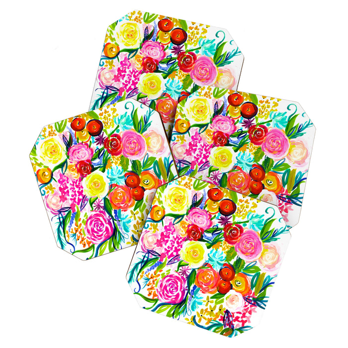 Bright Colorful Floral painting Coaster Gallery Image 1