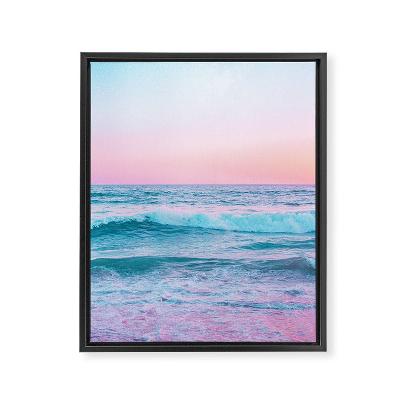 Candy Waves | Pastel Ocean Shoreline off Coast of California  Framed Canvas Print