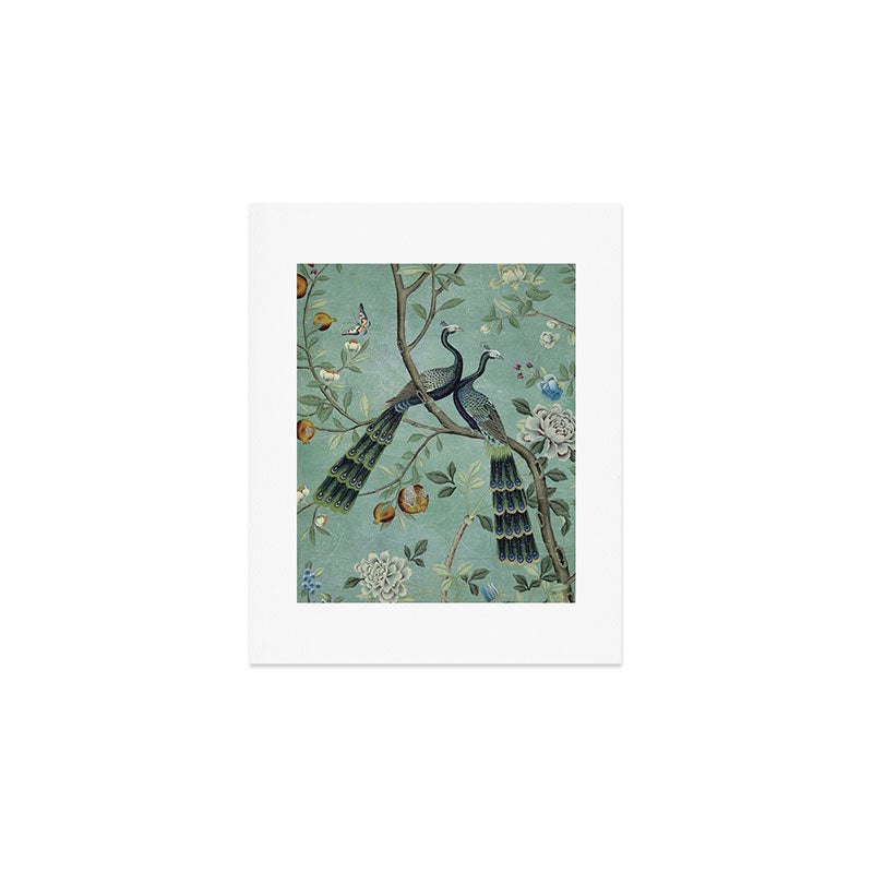 A Teal of Two Birds Chinoiserie Art Print Gallery Image 1