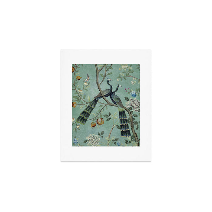 A Teal of Two Birds Chinoiserie Art Print Gallery Image 1
