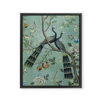 A Teal of Two Birds Chinoiserie Framed Canvas Print Gallery Image 6