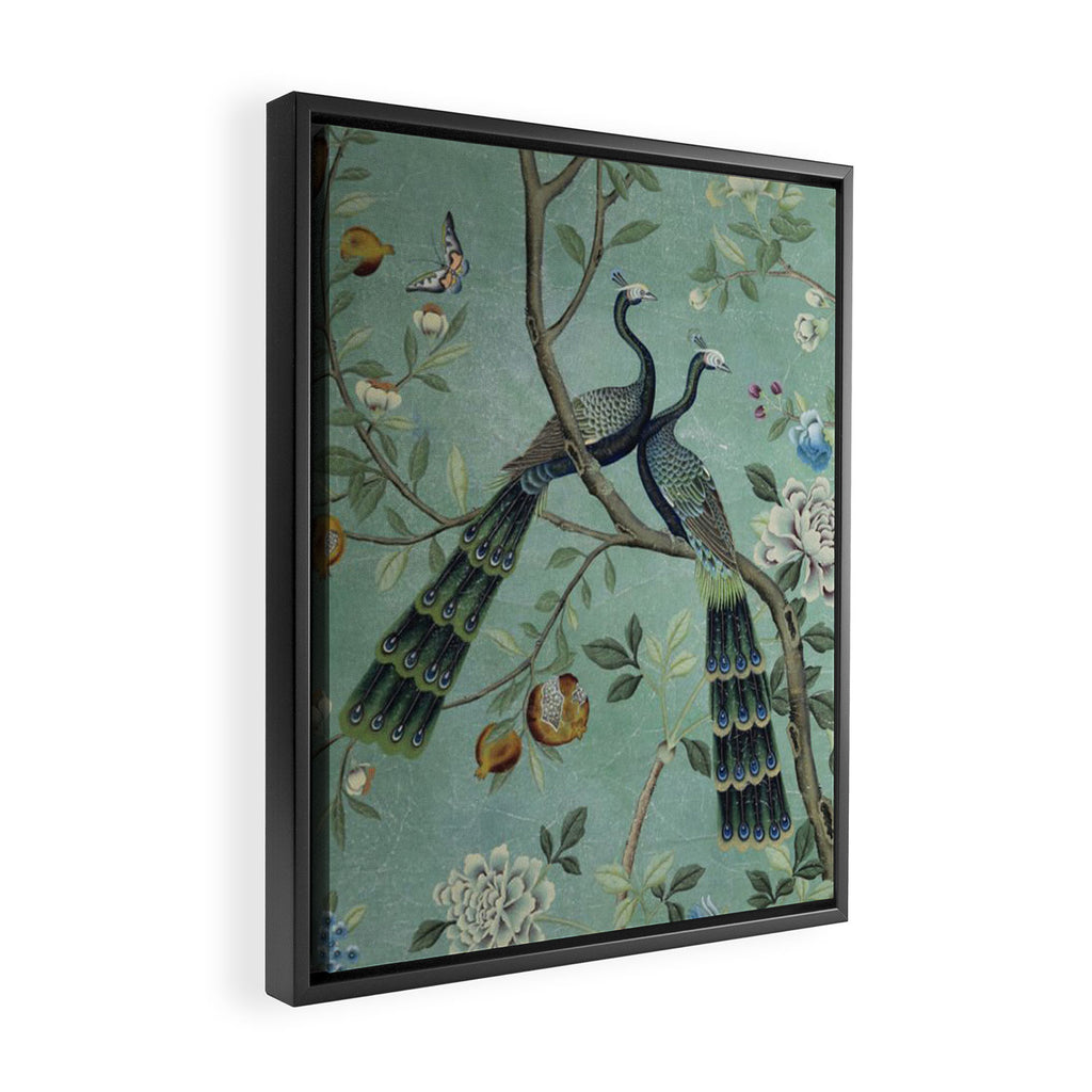 A Teal of Two Birds Chinoiserie Framed Canvas Print Gallery Image 2