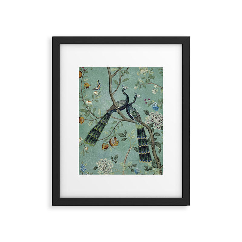 A Teal of Two Birds Chinoiserie Framed Art Print Gallery Image 5