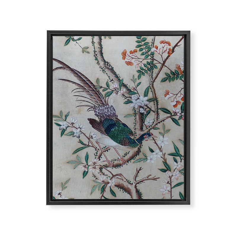 Antique Chinoiserie with Bird Framed Canvas Print Gallery Image 6