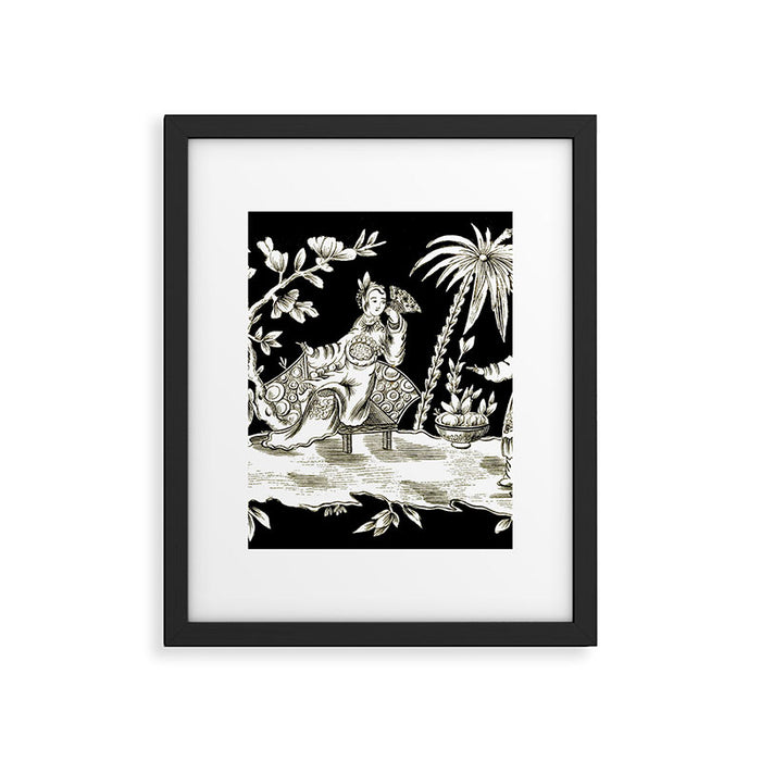 Black & White Chinoiserie Framed Art Print Gallery Image 1