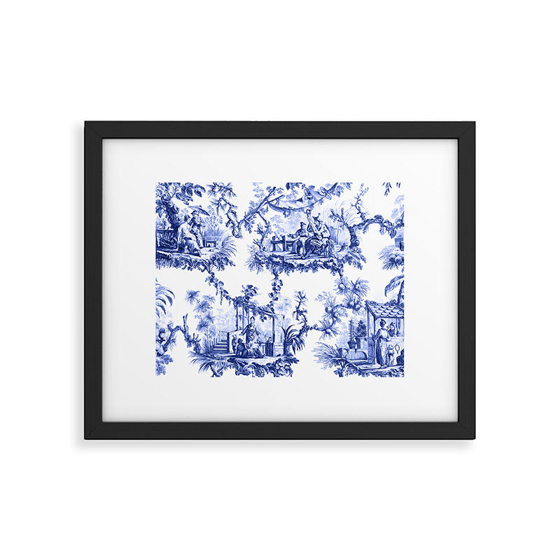 Blue Chinoiserie Toile Framed Art Print Gallery Image 5