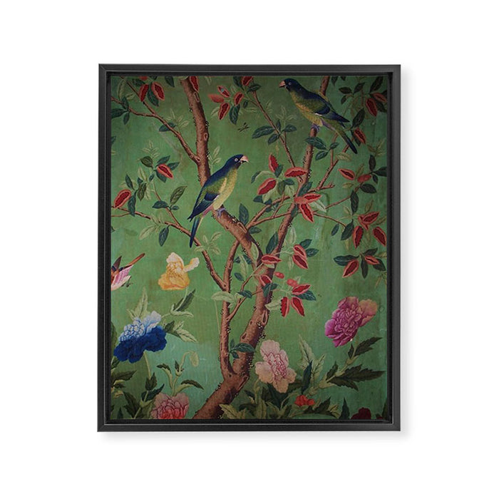Green Dream Chinoiserie Framed Canvas Print Gallery Image 1