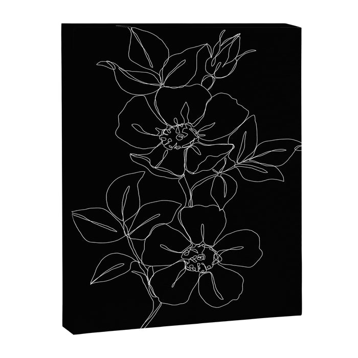 Botanical illustration one line drawing - Rose Black Canvas Print Gallery Image 1