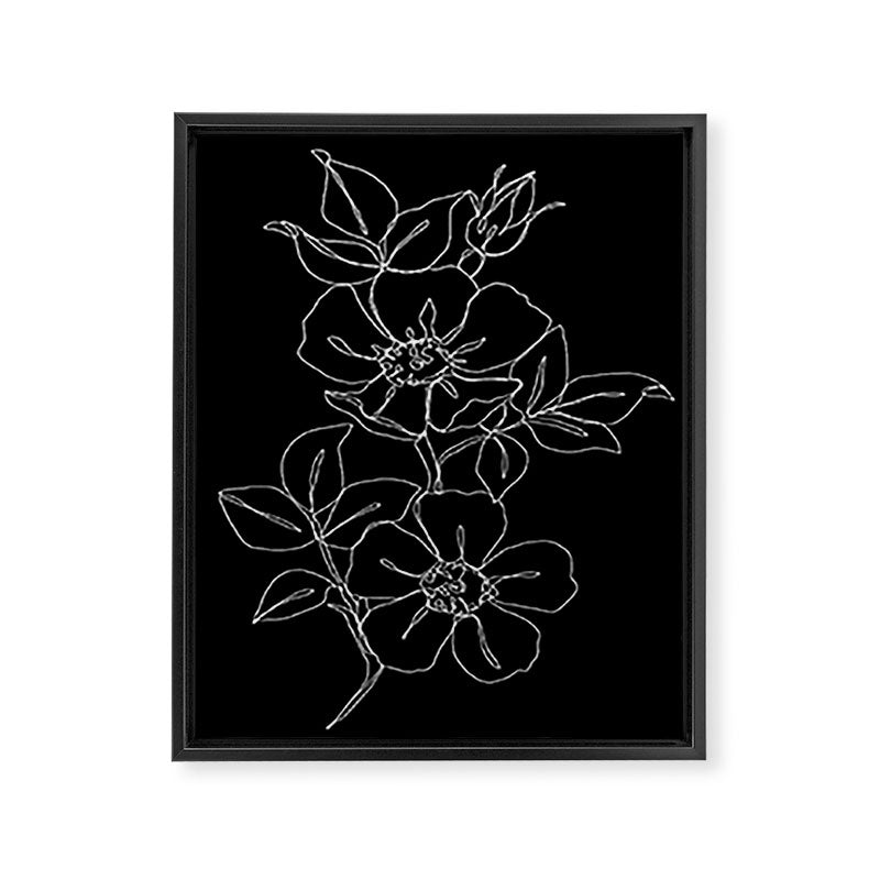Botanical illustration one line drawing - Rose Black Framed Canvas Print Gallery Image 8