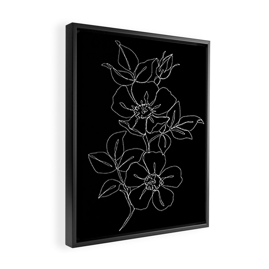 Botanical illustration one line drawing - Rose Black Framed Canvas Print Gallery Image 2