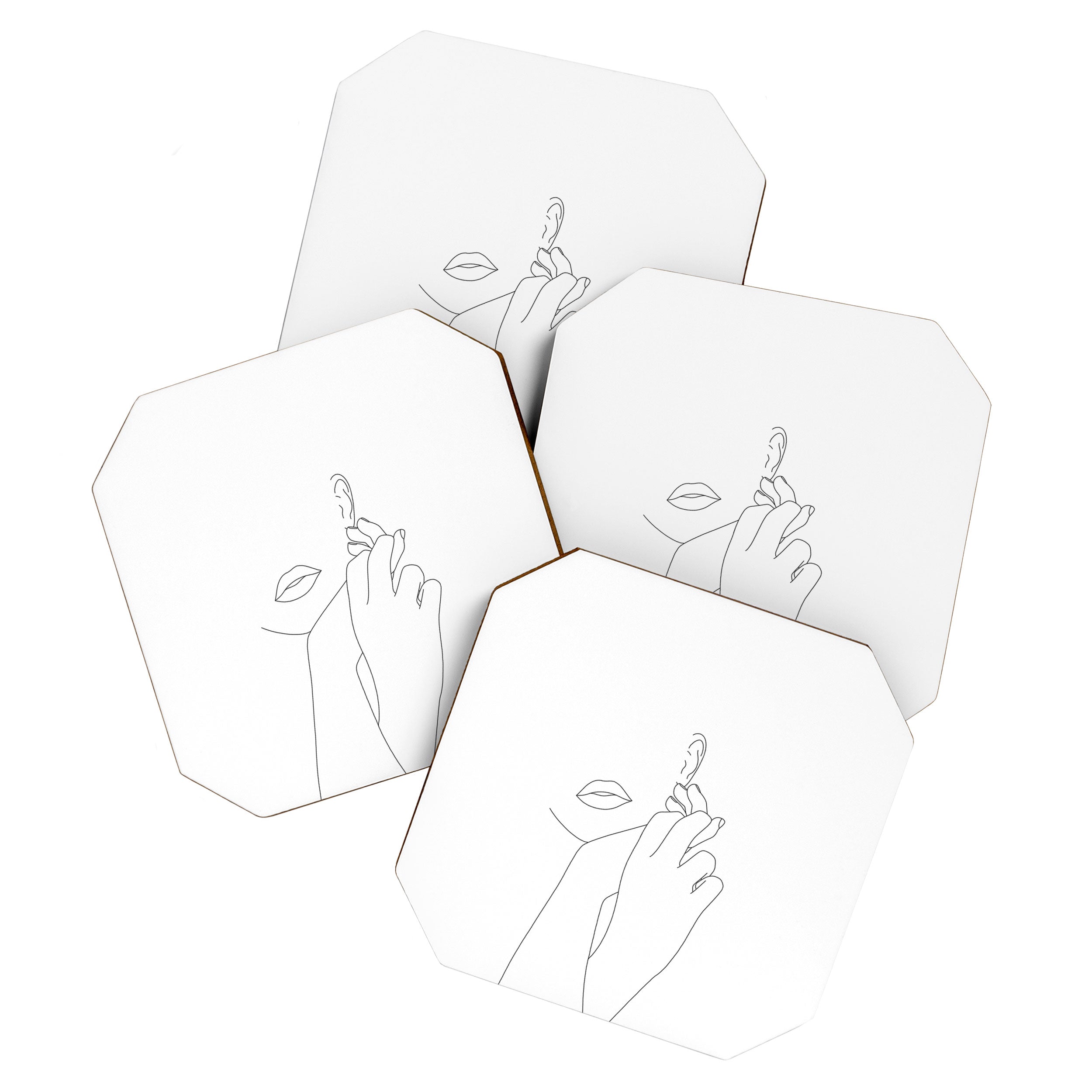 Minimalist face illustration - Fleur Coaster Gallery Image 1