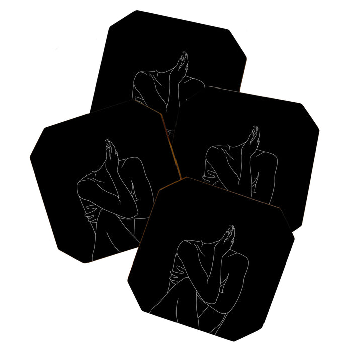 Nude figure illustration - Celina Black Coaster Gallery Image 1