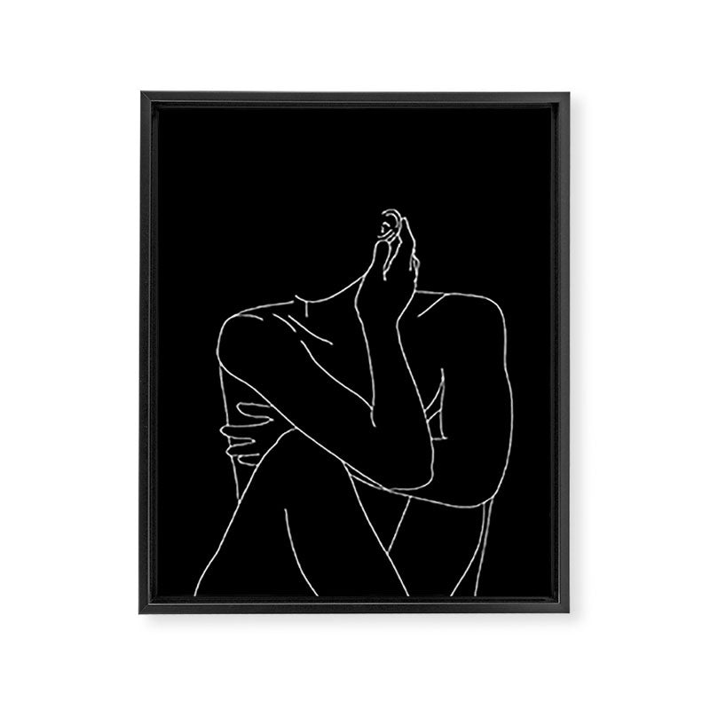 Nude figure illustration - Celina Black Framed Canvas Print Gallery Image 8