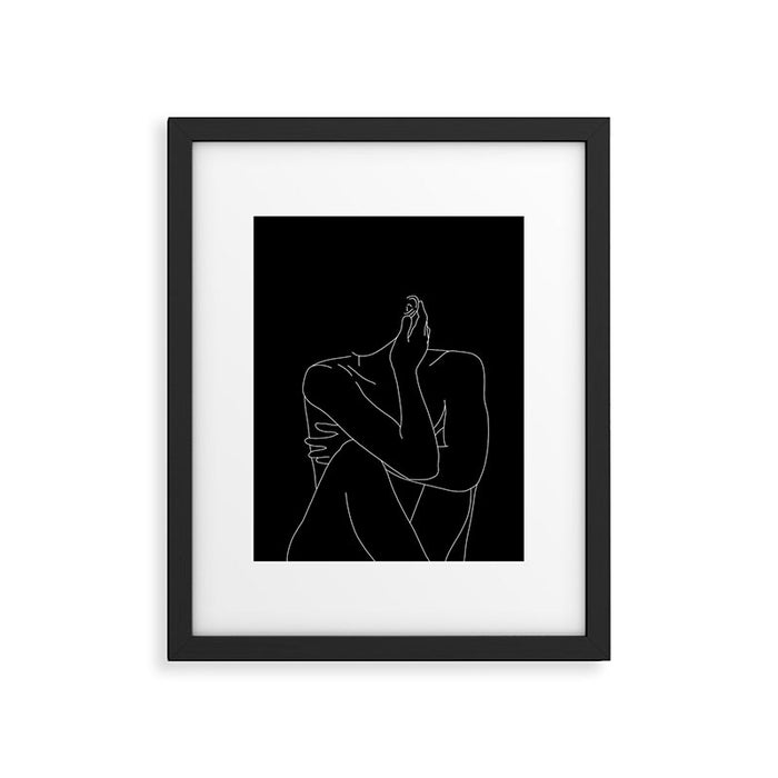 Nude figure illustration - Celina Black Framed Art Print Gallery Image 1
