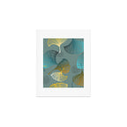 Luxury gold Ginkgo on blue background illustration pattern. Art Print Gallery Image 1