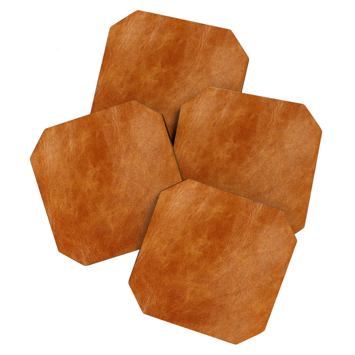 Natural brown leather, vintage texture Coaster Gallery Image 1