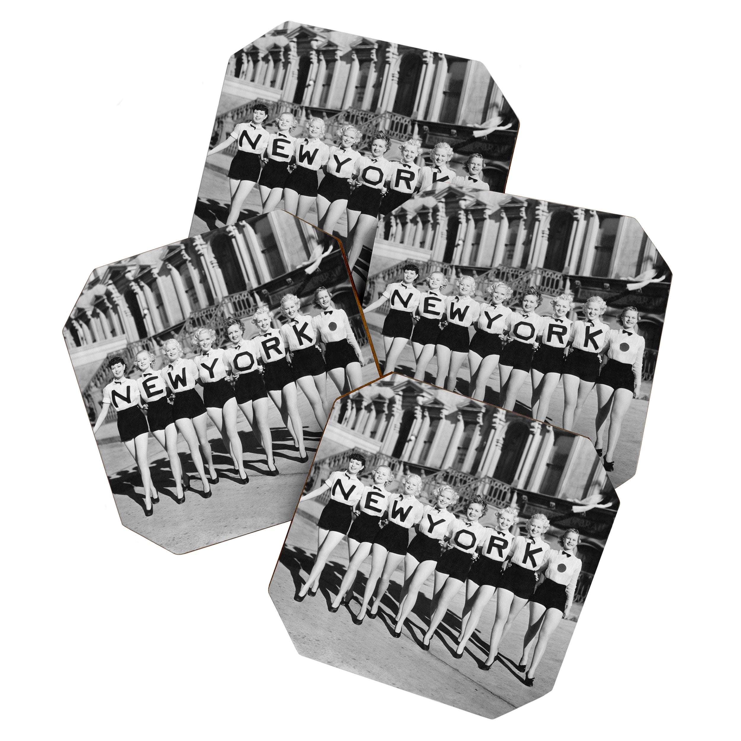 New York Girls in a line, lovely girls on the street - mid century vintage photo Coaster Gallery Image 1