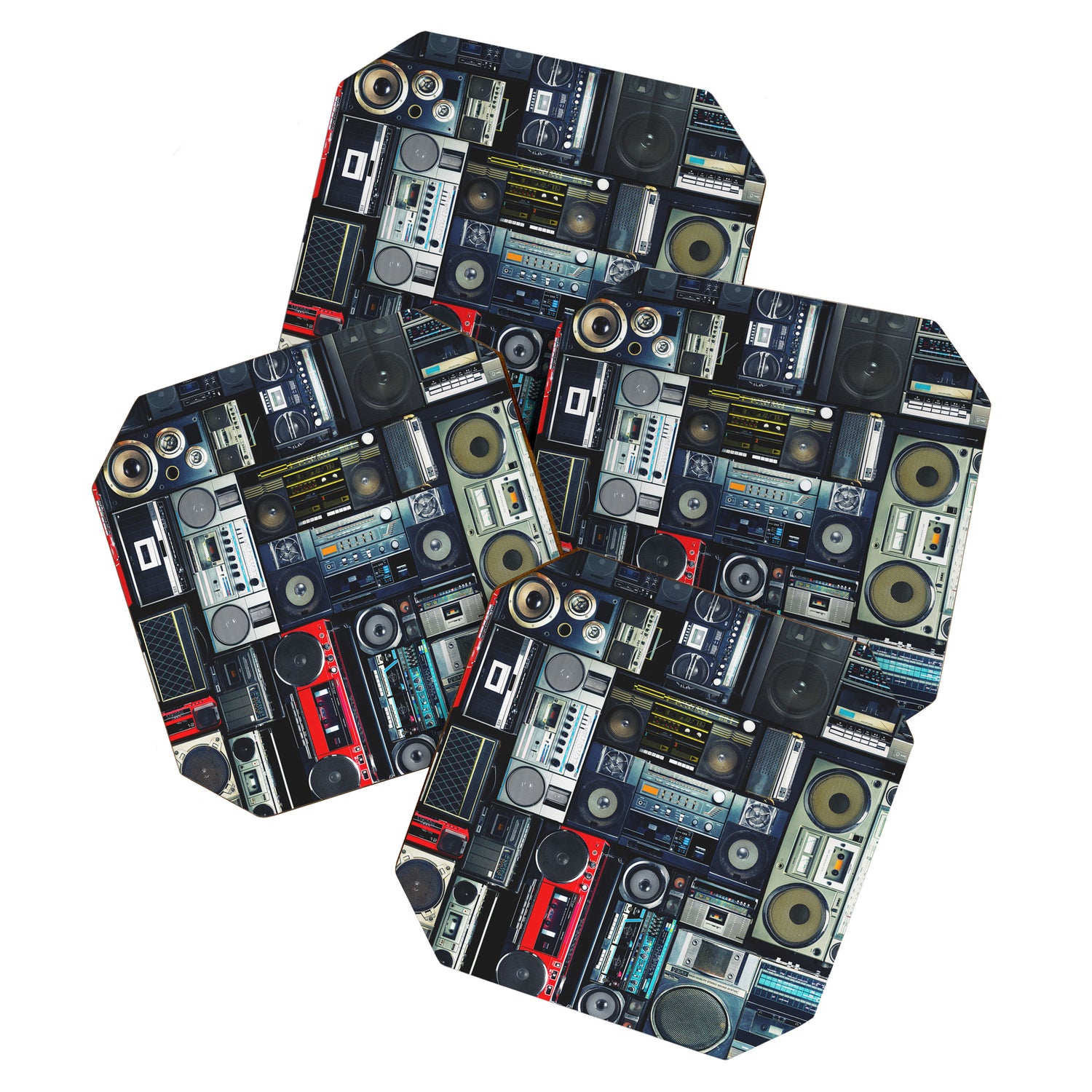Retro Pop Eighties Boombox Radio Pattern Coaster Gallery Image 1