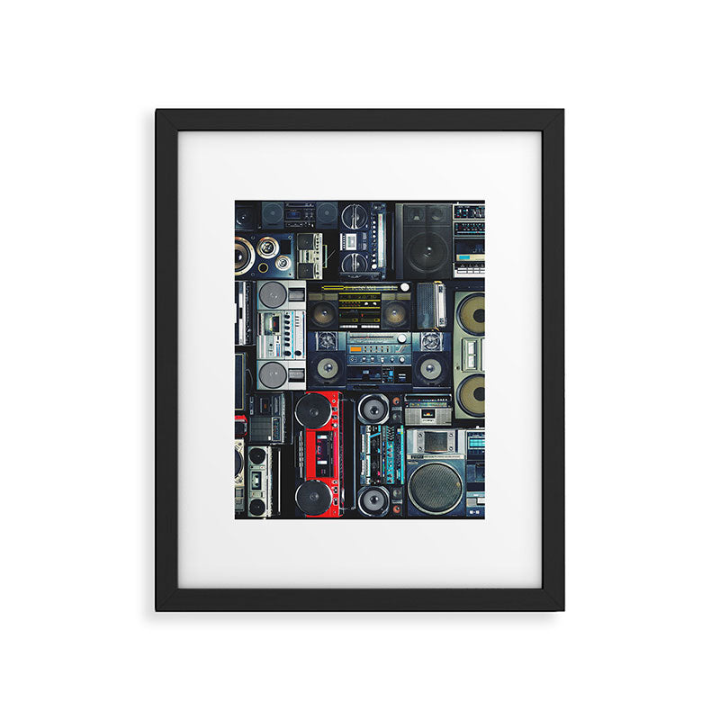 Retro Pop Eighties Boombox Radio Pattern Framed Art Print Gallery Image 5