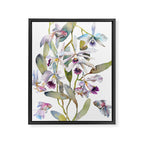 Cattleya Orchid White and Purple with Goldfish Muted Pallet Botanical Design Framed Canvas Print Gallery Image 6