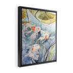 Koi Fish Painting, Underwater Water Lily Framed Canvas Print Gallery Image 2