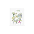 Lotus Flower and Leaves Pink Goldfish Watercolor  Art Print Gallery Image 1