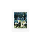 Magical Forest at Night, Fireflies and Helleborus Art Print Gallery Image 1