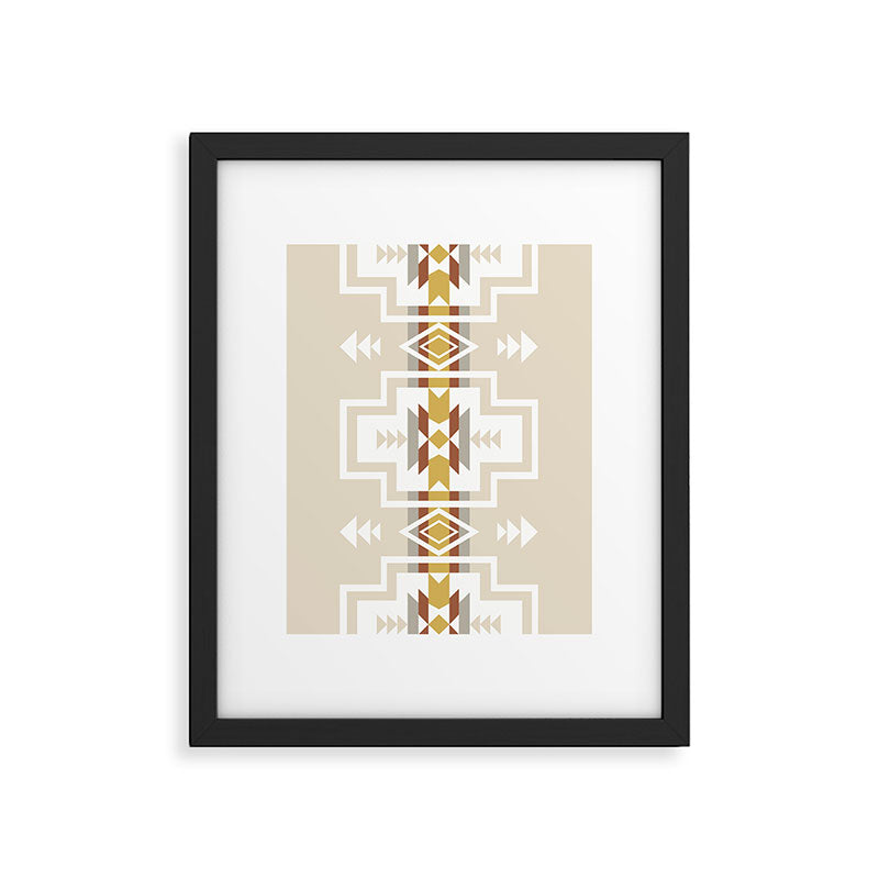 Aztec Stripes Beige Framed Art Print Gallery Image 5